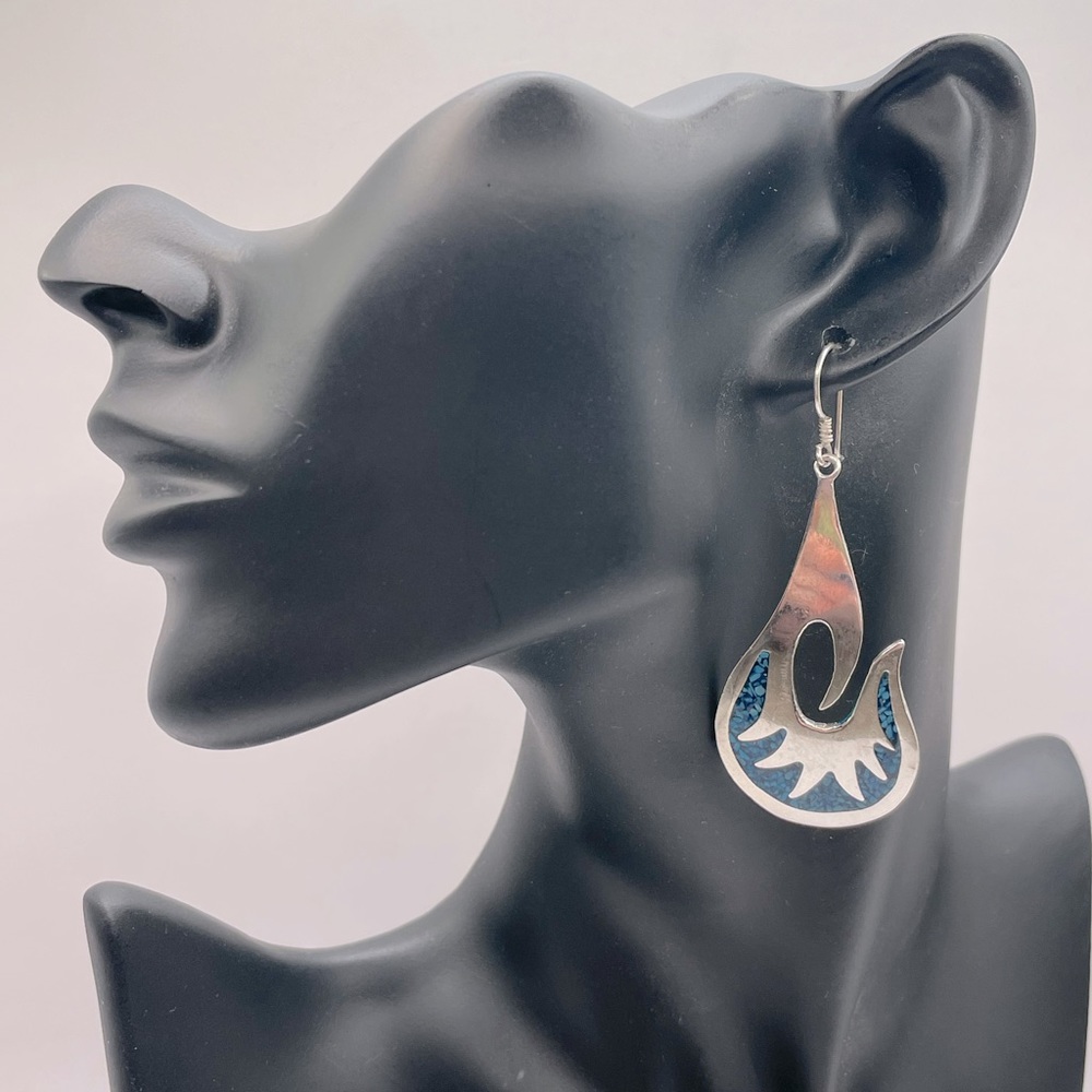 Taxco Silver and Blue Earrings